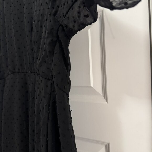 Boohoo Sheer Black Ruffle Midi Dress – Size US 12 - Picture 3 of 5